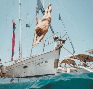 Jumping off ta boat while sailing the Greek Islands